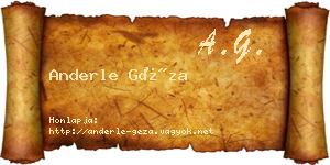 Anderle Géza névjegykártya