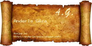 Anderle Géza névjegykártya